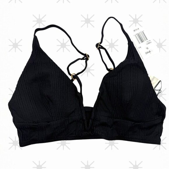 L Space Bikini Top Ribbed Sexy Vixen Pool Beach Black Siren V-Wire Front Size XL - Picture 4 of 10